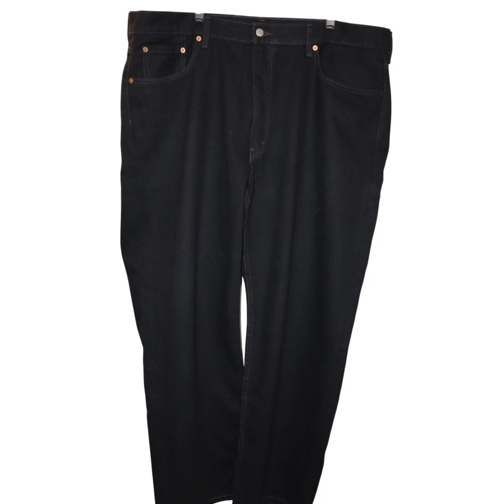 Levi's 550 Jeans Relaxed Straight‎ Fit Black Denim Pants Casual Mens 42x30